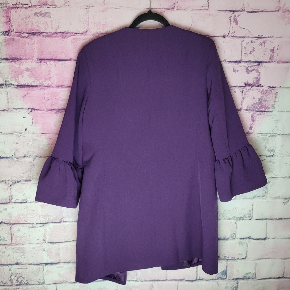 ANNE KLEIN BLACKBERRY CORDIAL OPEN FRONT WORK CAREER DRESS LONG LENGTH JACKET M - Picture 2 of 13